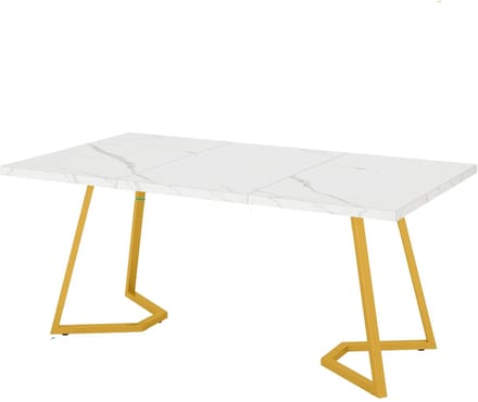 Moderne eetkamertafel Luvia - Woonkamer -Marmerlook Blad - 160cm