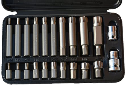 22-delige Ribe Bitset M4-M18, Staal S2, met Adapters