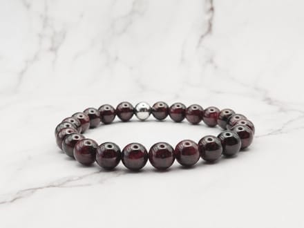 Mei's - Handmade Earth Stones - armband dames - RVS rood - polsmaat 17,5 cm