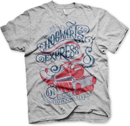 Harry Potter Heren Tshirt -XL- All Aboard The Hogwarts Express Grijs