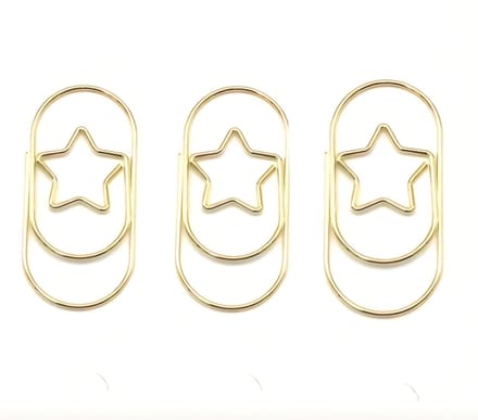 3 MEGA goud paperclips ster - 2.4 x 5 cm - kerst - kerstmis - december - leuk inpakken