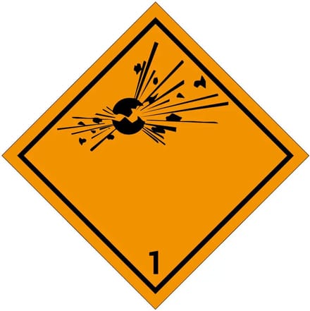 ADR klasse 1 explosieve stoffen bord | gecoat dibond materiaal | 30 x 30 cm