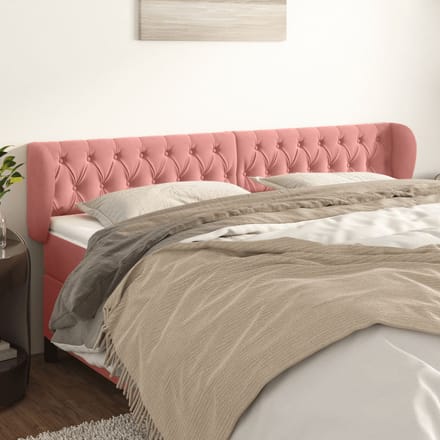 vidaXL - Hoofdbord - met - randen - 183x23x78/88 - cm - fluweel - roze