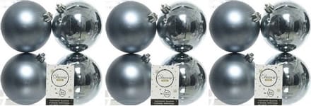 Decoris Kerstballen - 12x st - grijs blauw - D10 cm - kunststof - kerstversiering