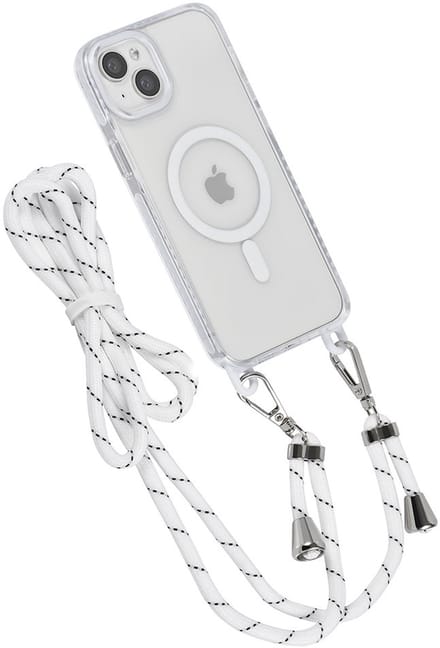 TUNIQ telefoonhoesje voor Apple iPhone 15 Plus - MagSafe backcover met koord - Wit