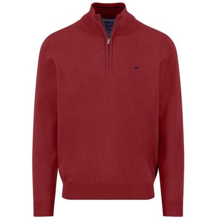 Fynch-Hatton Trui Superfine Cotton Troyer Zip Garnet Red / male
