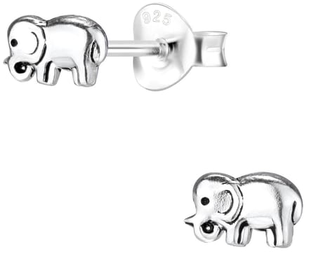 Joy|S - Zilveren petit olifant oorbellen - 6 x 4 mm - geoxideerd
