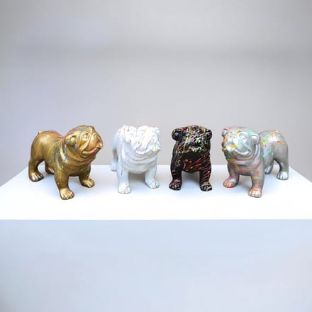 Bulldog Beeldjes Set – Moderne Drip Art Decoratie