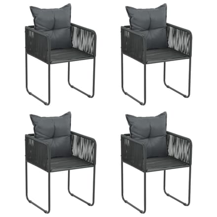vidaXL - Tuinstoelen - 4 - st - met - kussens - poly - rattan - zwart
