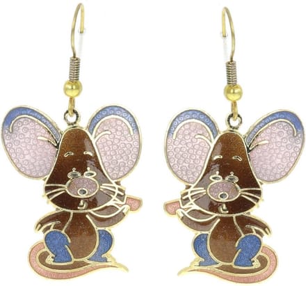 Behave - Oorhangers dames - muizenmotief - bruin - 4,5 cm
