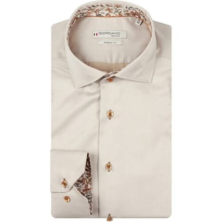 Giordano Overhemd Locarno Semi Cutaway Two-Ply Plain Twill Kitt / male