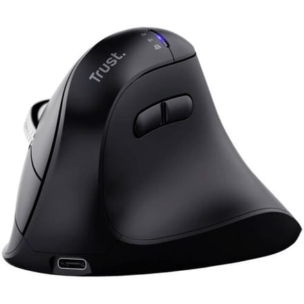 Trust Vyran - Ergonomische Muis - Draadloos - Verticaal - Hyperscrollwiel - Multi-device - Zwart