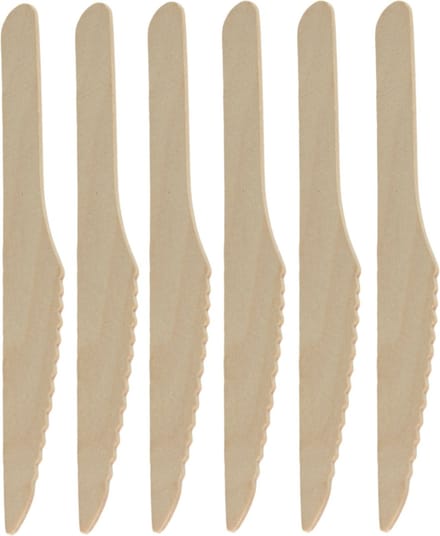 DEPA BBQ/verjaardag/camping bestek - messen - 20x - hout - 16 cm - eco friendly/composteerbaar