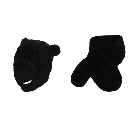 Baby Sjaal & Muts - Set - Teddy Wol - One Size - Grijs / 1-2 Jaar