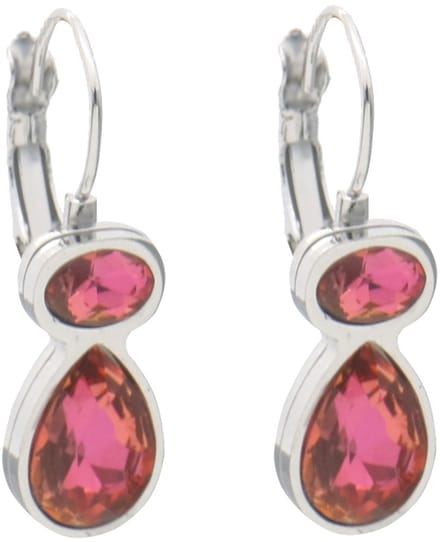 Oorbellen - RVS - kristallen - 2,5 cm - roze