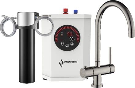 3in1 direct kokend heet waterkraan incl. boiler en filter- 2.4L boiler - Nikkel
