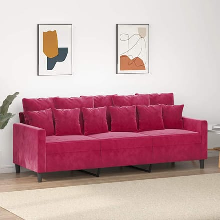 vidaXL - Driezitsbank - 180 - cm - fluweel - wijnrood