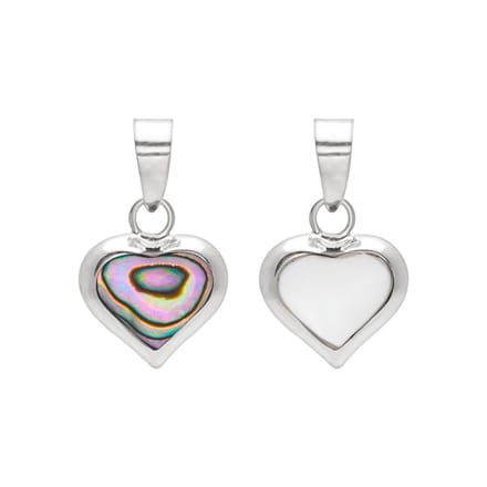 WeLoveSilver - zilveren hanger - hartvormig - abalone steen - parelmoer