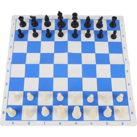 Jeu d'échecs de table Hauteur 75 mm Velours PU artificiel 42 cm Bleu et blanc Jeu d'échecs pour white