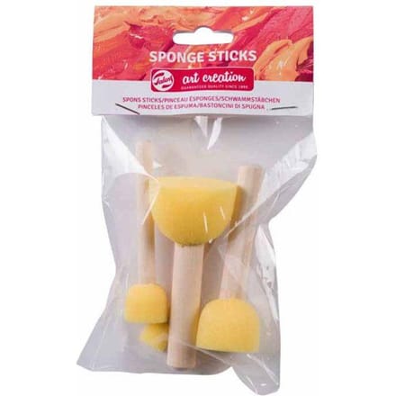 Spons Sticks Geel schilderen knutselen set van 4 voor kinderen.