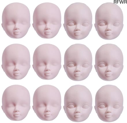 RFWR® Set van 12 poppenhoofden voor make-up en schilderen - Oefenmodel voor make-upkunst