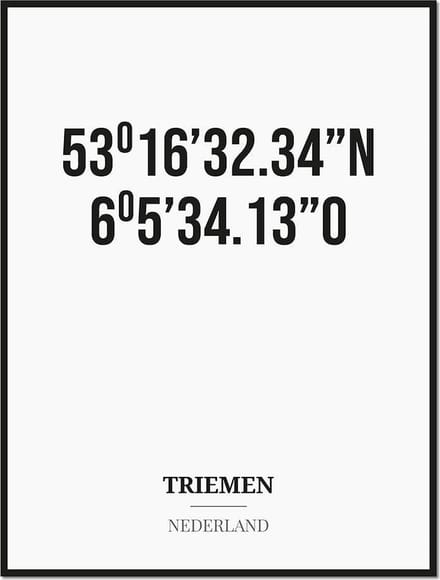 Poster/kaart TRIEMEN met coördinaten
