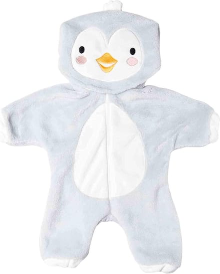 Heless Poppenonesie Pinguïn Junior Fluweel Wit/grijs