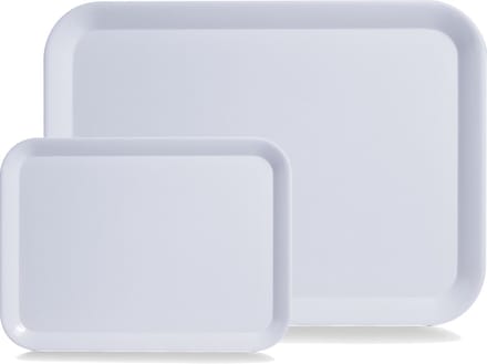 Dienblad - set 2x - rechthoek - wit - kunststof - 24 x 18 cm en 44 x 32 cm