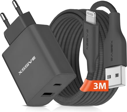 USB C Adapter 2 Poorten met geschikt voor USB naar Lightning Kabel 3 Meter