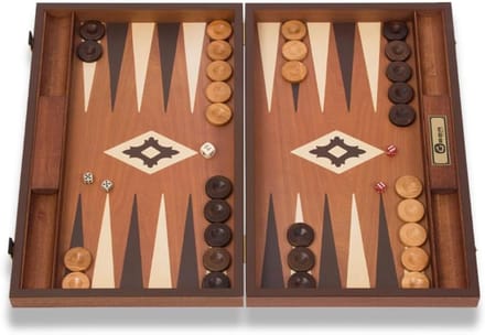 Luxe Backgammon Spel van Mahonie Hout - Inclusief Tellers en Dobbelstenen