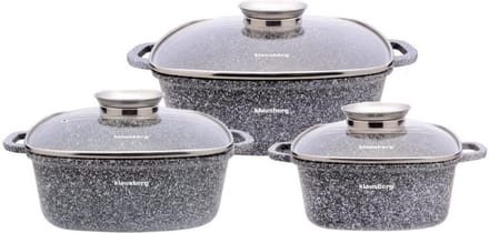 Klausberg 7534 - pannenset - Keramisch - marmer - met Aromaknop- 20/24/28 cm