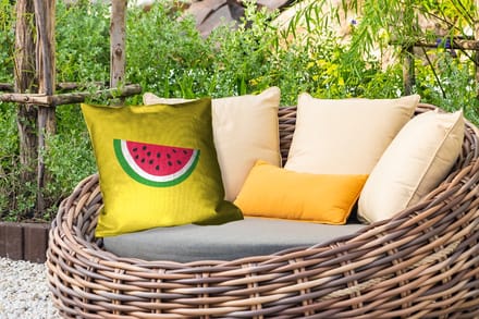 Buitenkussen - Fruit - Watermeloen - Geel - 45x45 cm - Weerbestendig
