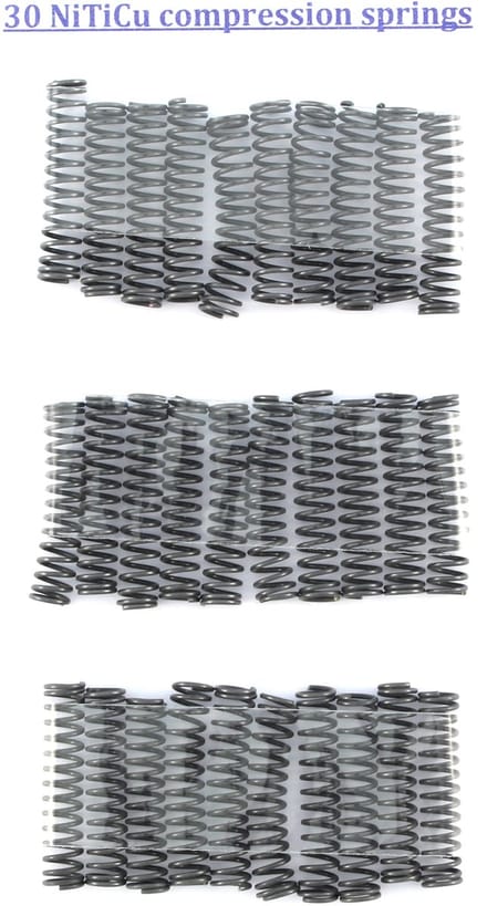 30 Nitinol veertjes, vormgeheugenlegering NiTiCu, 70 °C activering