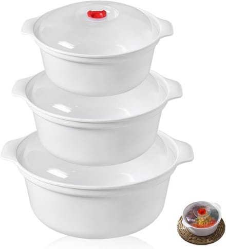 Magnetron Servies - Vershouddoos Kom - Maaltijden Opwarmen - Ventilatie Deksel - 3 Liter - Wit