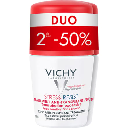 Vichy Deo Roll-on Stress Resist 72u Overmatige Transpiratie Duo 2x50ml