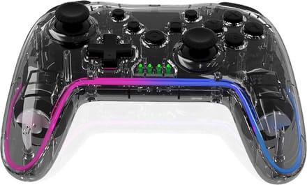 Pro Controller Draadloos - draadloze schakelaar controller - Geschikt voor Nintendo Switch Controllers - Controller Switch Support Turbo - up-functie en verstelbare LED (transparant zwart)