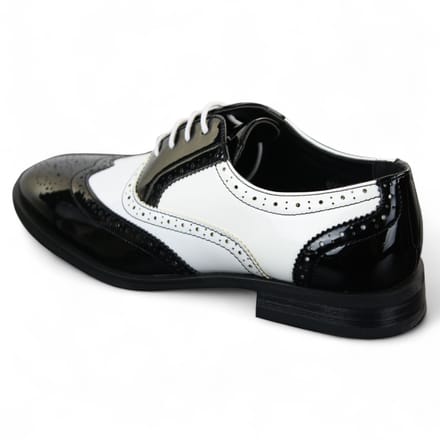 Herenschoenen met vetersluiting, zwart/wit, brogues, nette schoenen