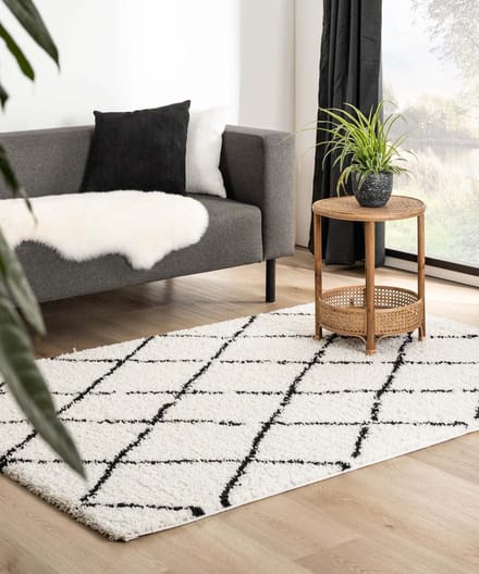 Berber vloerkleed - Habitat wit/zwart 200x300