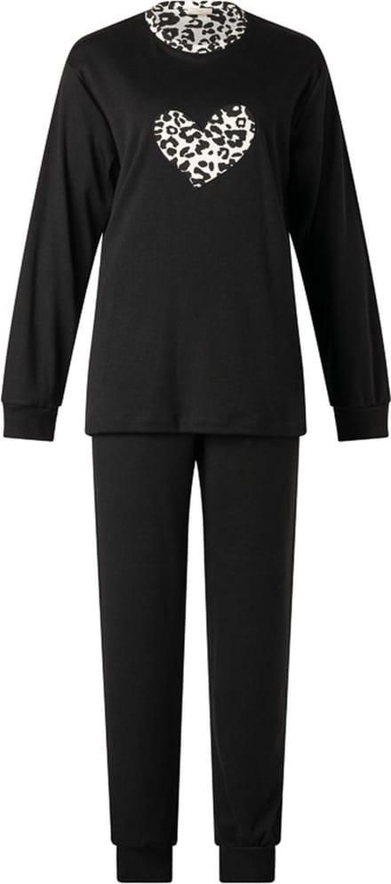 Dames pyjama interlock van Lunatex Zwart - maat XL