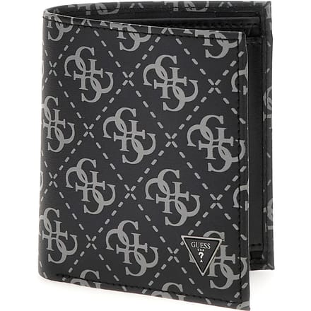 GUESS Leren Portemonnee Mito Small Billfold Wallet With Coinpocket Dark Black Zwart