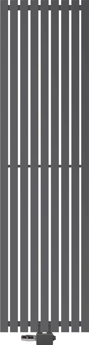 ECD Germany Stella Designpaneelradiator Middenaansluiting 480x1800 mm Antraciet Aansluitset Thermostaat Universeel Hoek- en Doorgangsvorm Vlak Eenlaagse Verticale Radiator Badkamer Radiator Verwarming
