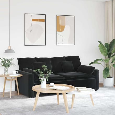 vidaXL - Modulaire - bank - met - kussens - zwart