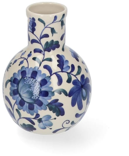 Return to Sender Vaas Rond - H15 cm - Bed of Flowers Blue - Handgeschilderd