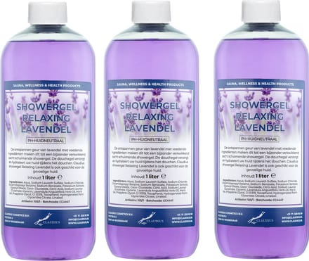 Claudius Douchegel Relaxing Lavendel 1 liter - set van 3 stuks - Showergel