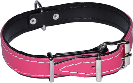 Fuchsia leren hondenhalsband 18mm/43cm DINO
