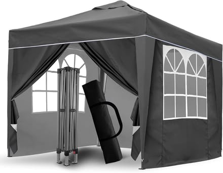 Pop Up Tent - Feest Overkapping - Buitenfeest Organiseren - Volledig Waterdicht - 3x3 Meter - Grijs