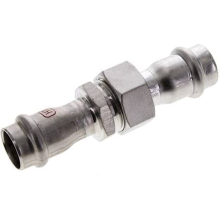 Perskoppeling wartelmoer - 18mm Persmof - RVS Vlakke Afdichting