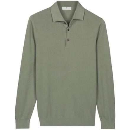 Thomas Maine Trui Solid Color Half Milano Knit Groen / male