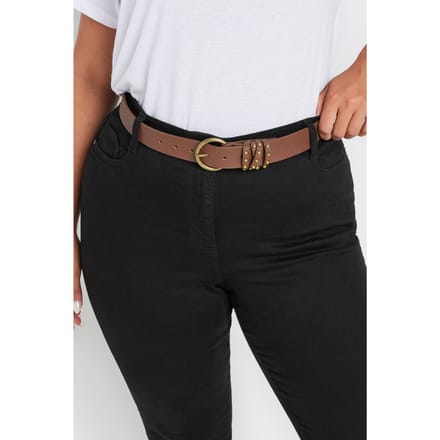 Yours Riem Van Imitatieleer Met Studdetail In Bruinsize 46-48