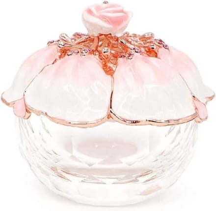 Sieradendoosje Glas - Bewaar Doosje - Sieraden Opbergen - Roos Design - 5x7.4cm - Roze